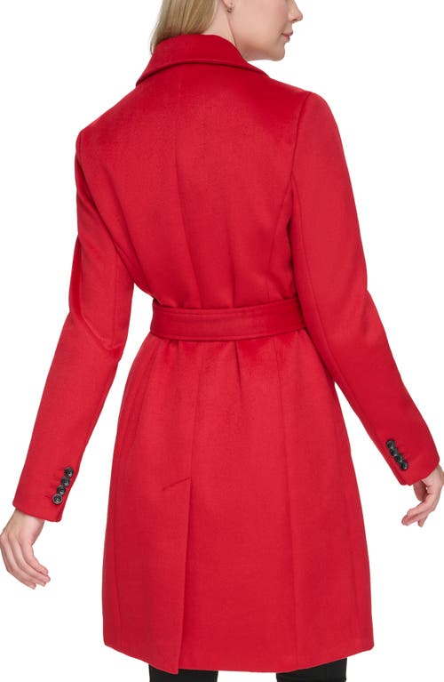 Karl Lagerfeld Belted Wool Blend Patch Pocket Coat