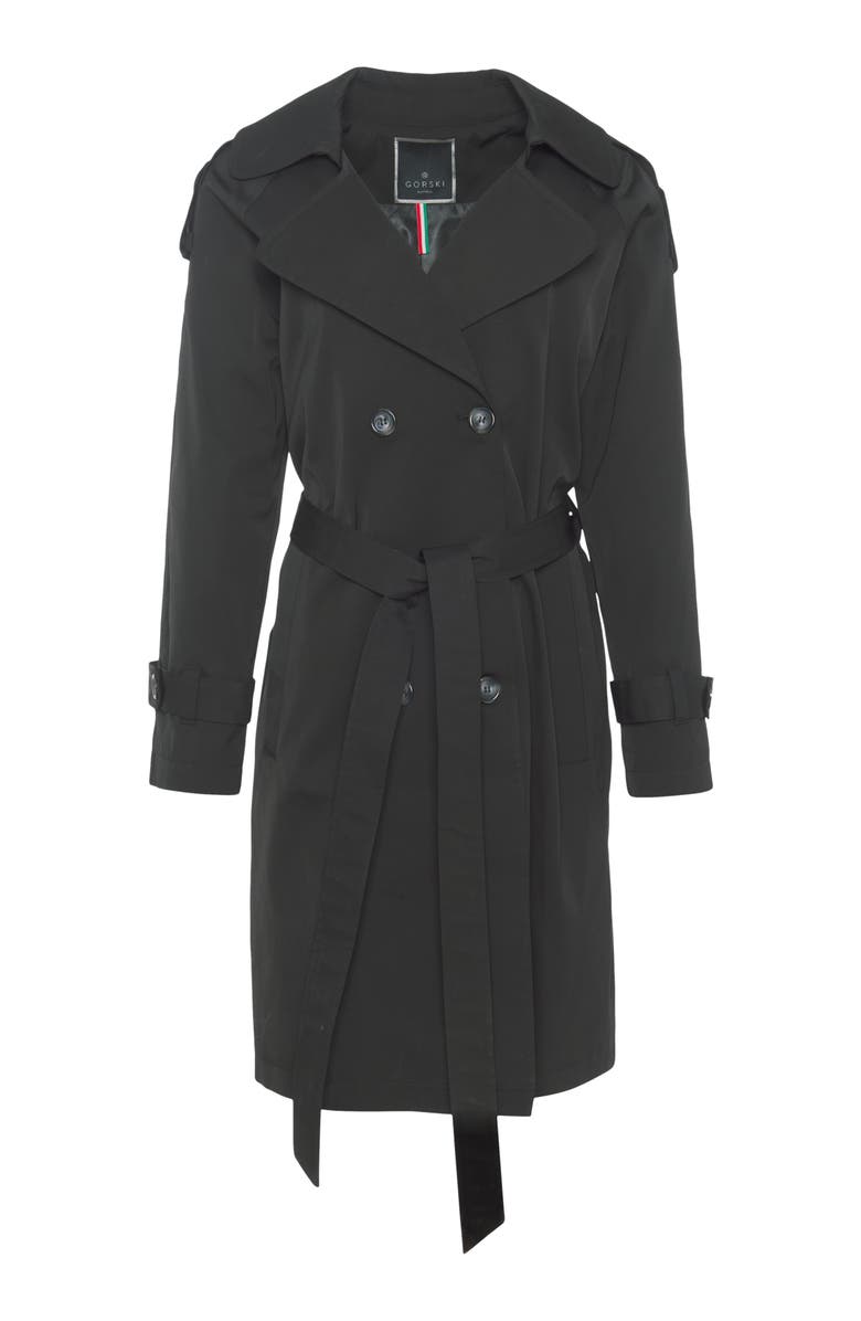 GORSKI Lightweight Belted Trench Coat, Alternate, color, Black