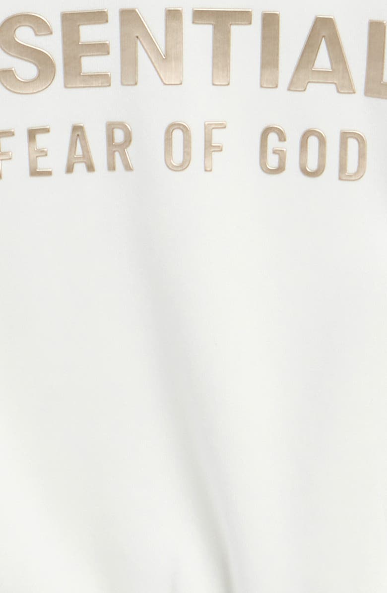 Fear of God Essentials Kids' Metallic Logo Crewneck Fleece Sweatshirt, Alternate, color, Cloud White