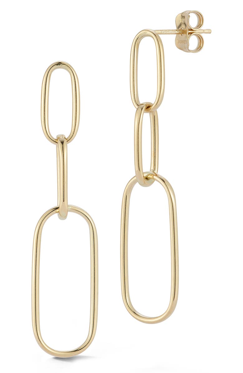Ember Fine Jewelry 14K Yellow Gold Oval Link Drop Earrings, Main, color, Gold