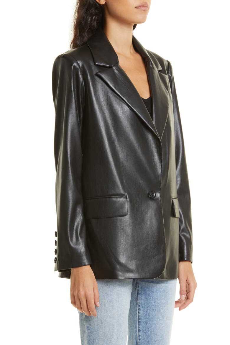 Denny Faux Leather Blazer, Alternate, color, BLACK