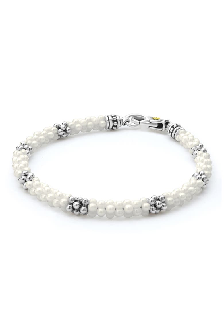 White Caviar Rope Bracelet, Main, color, WHITE