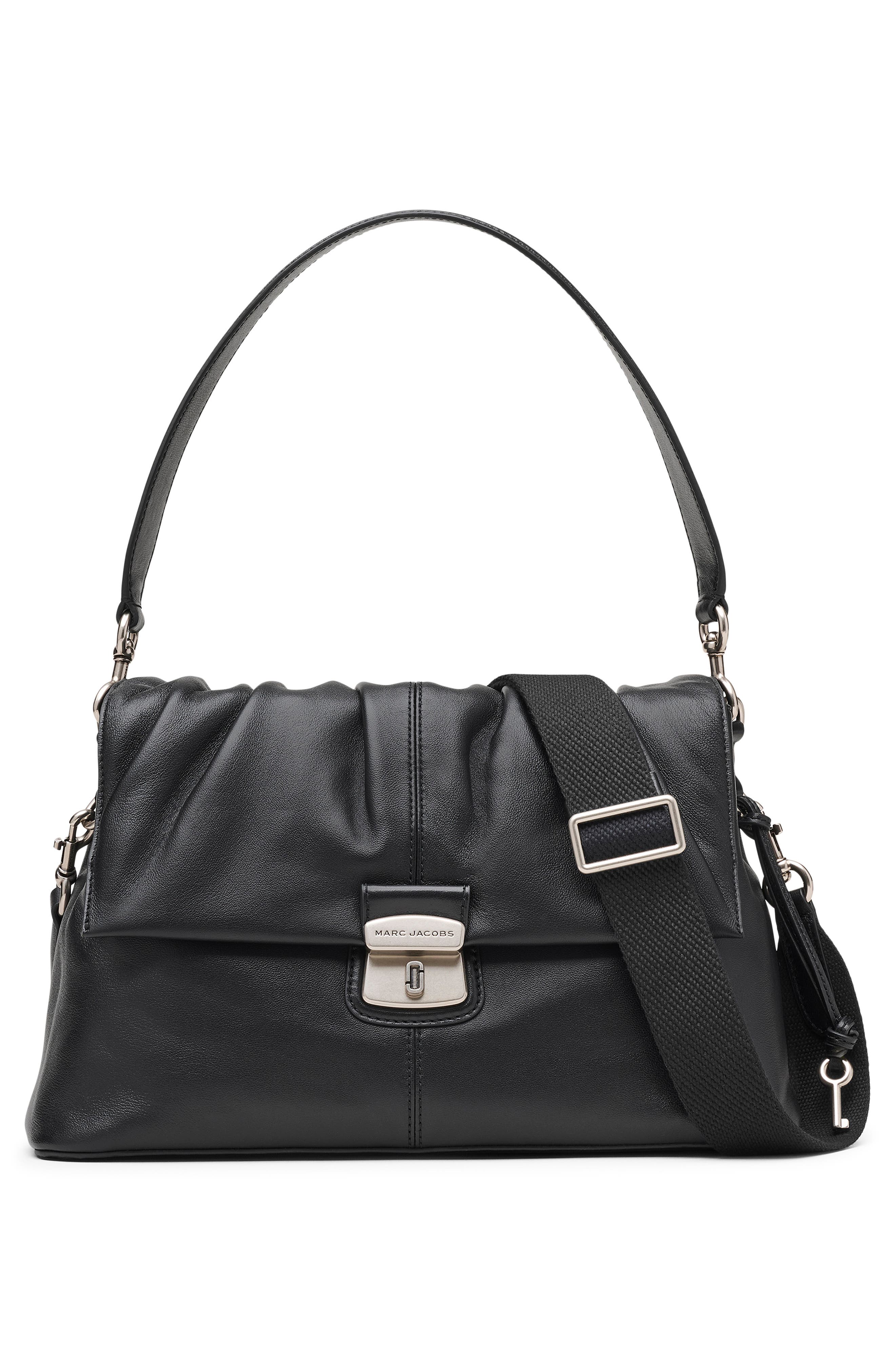 Marc Jacobs The Cristina Messenger Leather Shoulder Bag, Alternate, color, Black