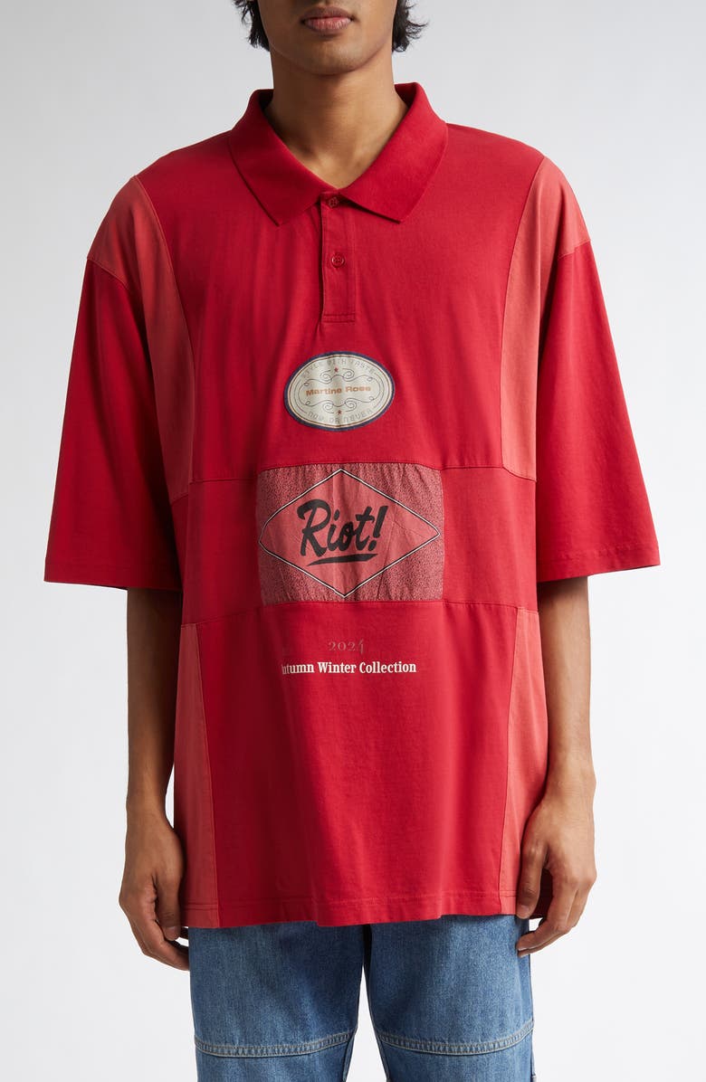 Martine Rose Panel Oversize Polo, Main, color, 