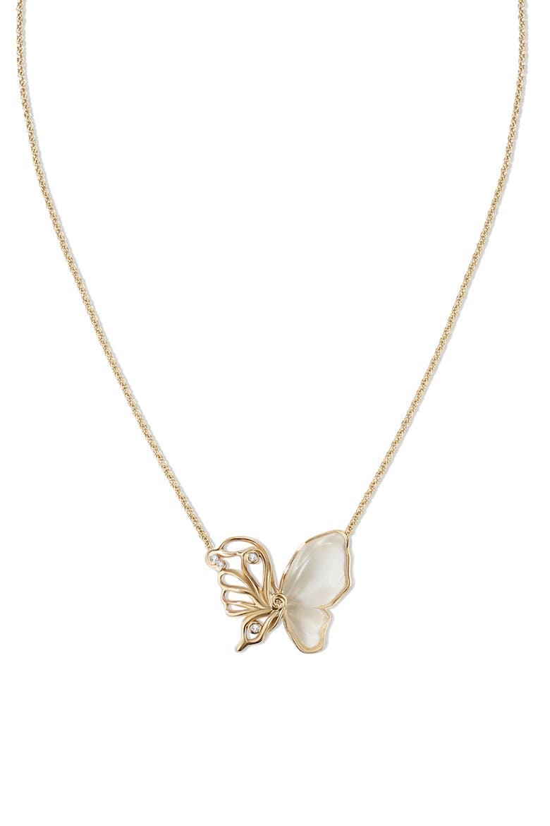 Butterfly Serenade Necklace, Main, color, Gold & White