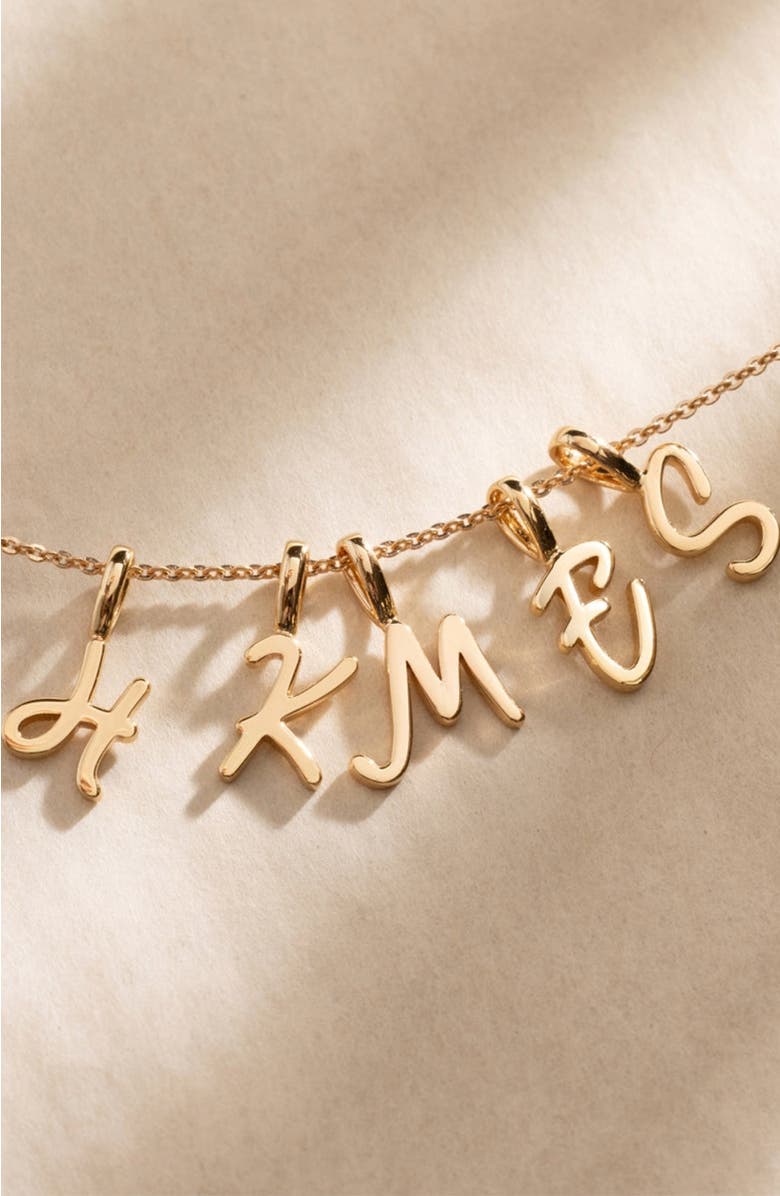 MADE BY MARY Script Initial Charm Gold Vermeil, Alternate, color, Gold Vermeil Initial J