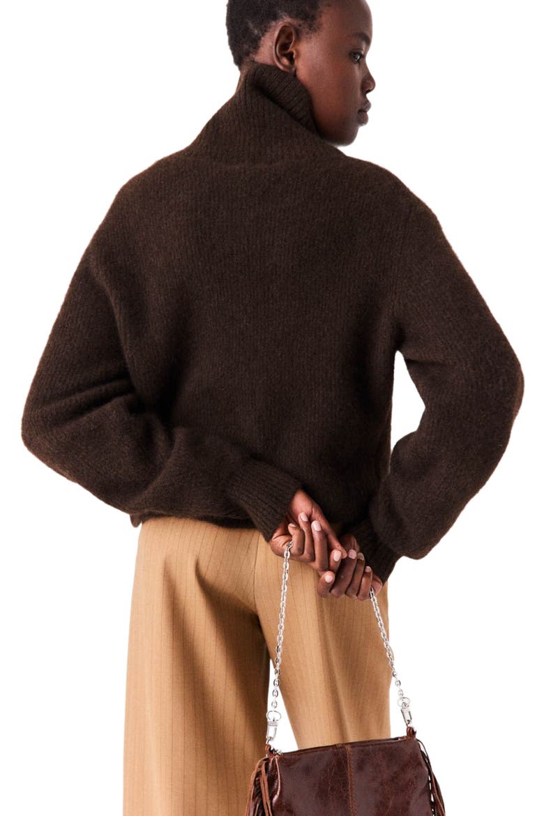 Yak blend roll-neck sweater, Alternate, color, Dark brown