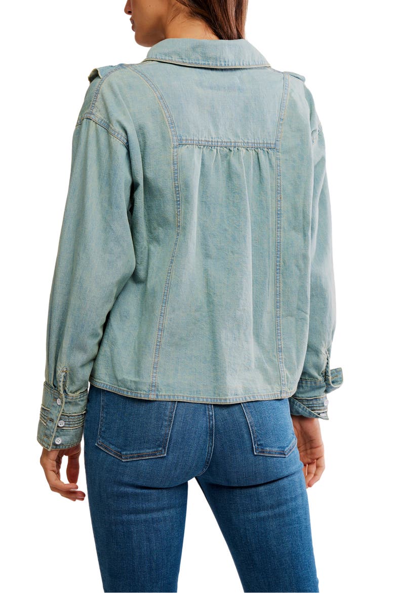 Tattered and Ruffled Chambray Top, Alternate, color, VINTAGE TINT WASH