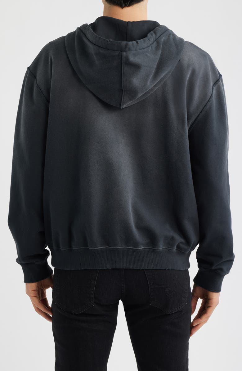 AllSaints Roque International Rock Festival Cotton Zip Hoodie, Alternate, color, Washed Black