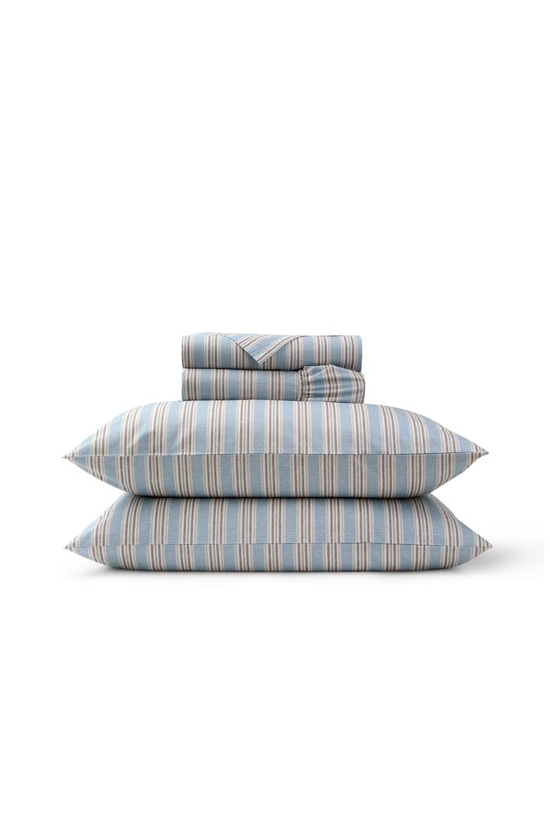 Calder Stripe Cotton Percale Sheet Set Bundles, Main, color, Blue