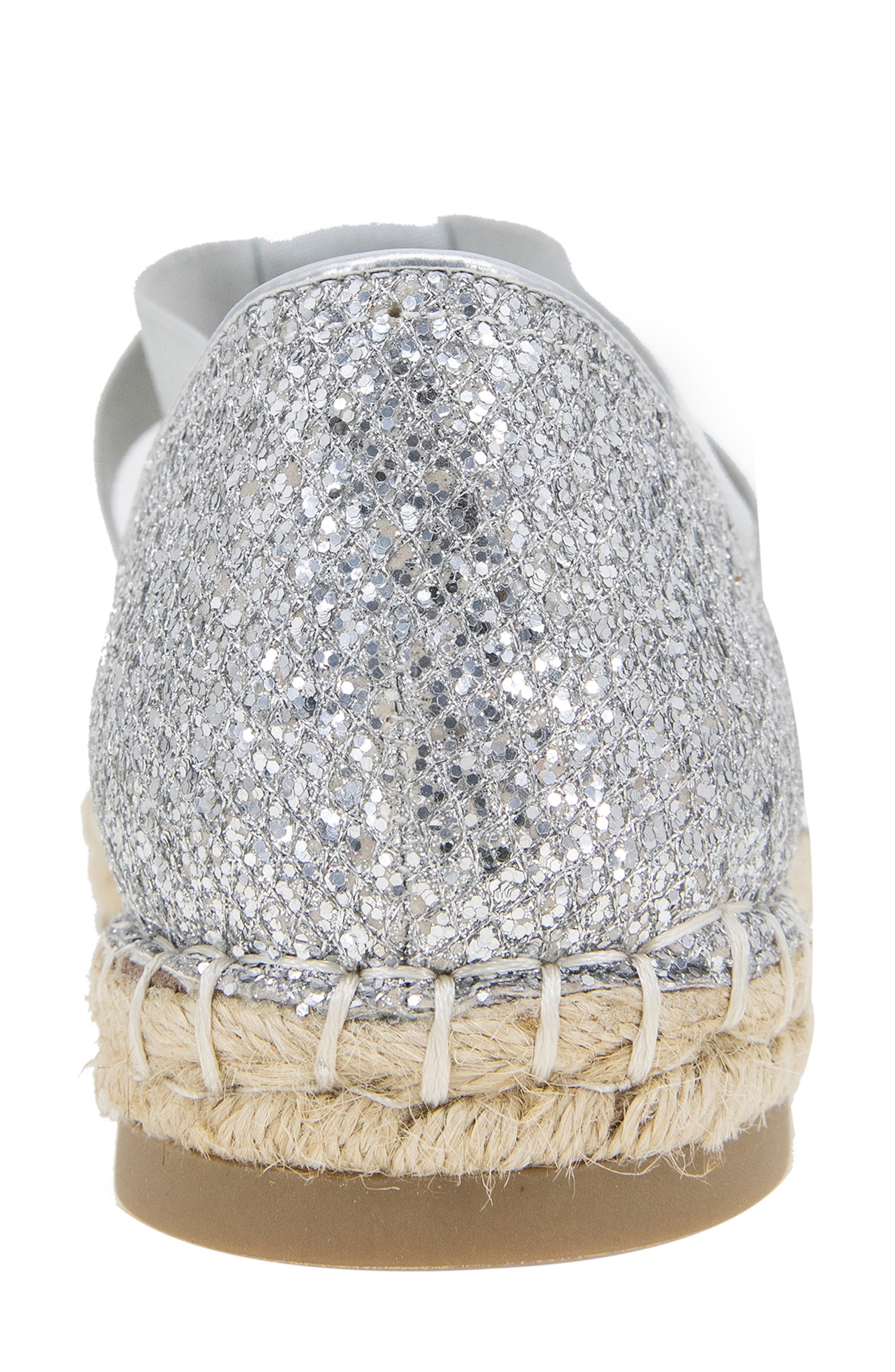 Kenneth Cole Reaction Luna Glitter Espadrille Sandal, Alternate, color, Silver Mesh