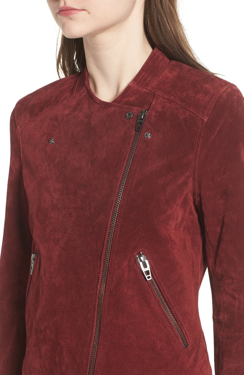 BLANKNYC No Limit Suede Moto Jacket, Alternate, color, Ruby
