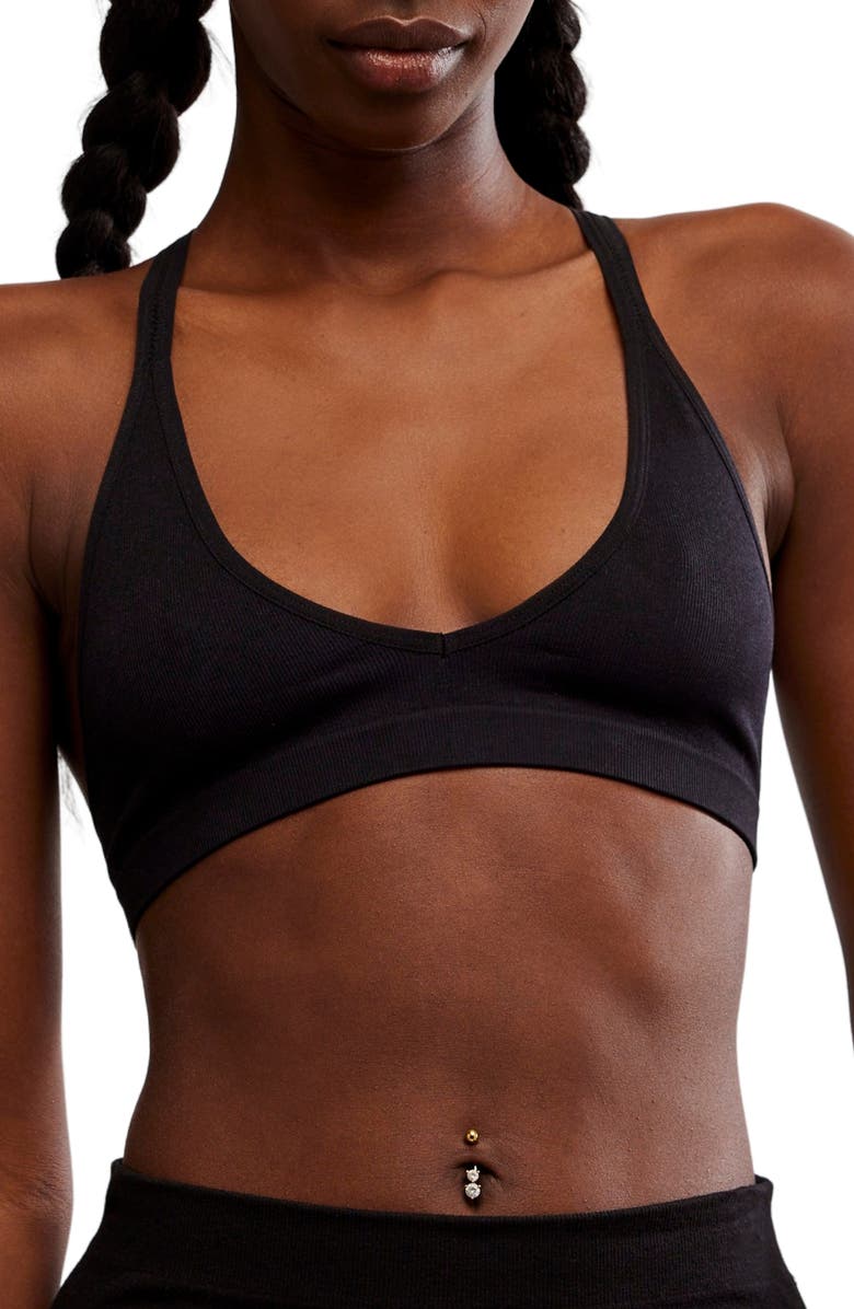 Free People Strappy Back Rib Bra, Main, color, Black