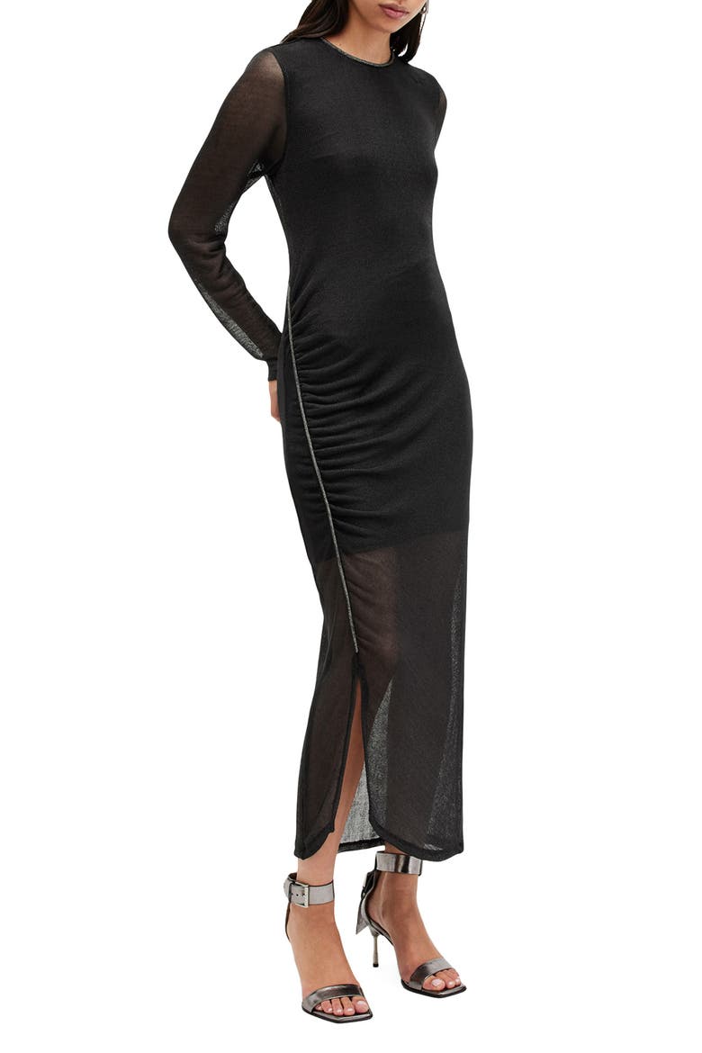 Nora Sparkle Long Sleeve Dress, Alternate, color, BLACK SHIMMER