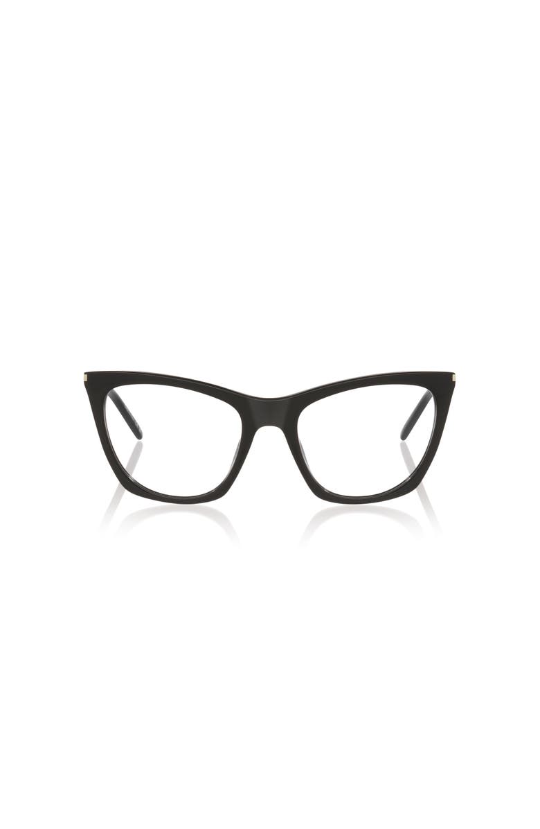 Saint Laurent 55mm Cat Eye optical glasses, Alternate, color, Black