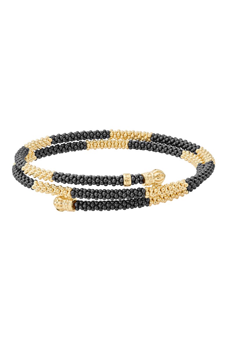 Gold & Black Caviar Coil Bracelet, Main, color, GOLD