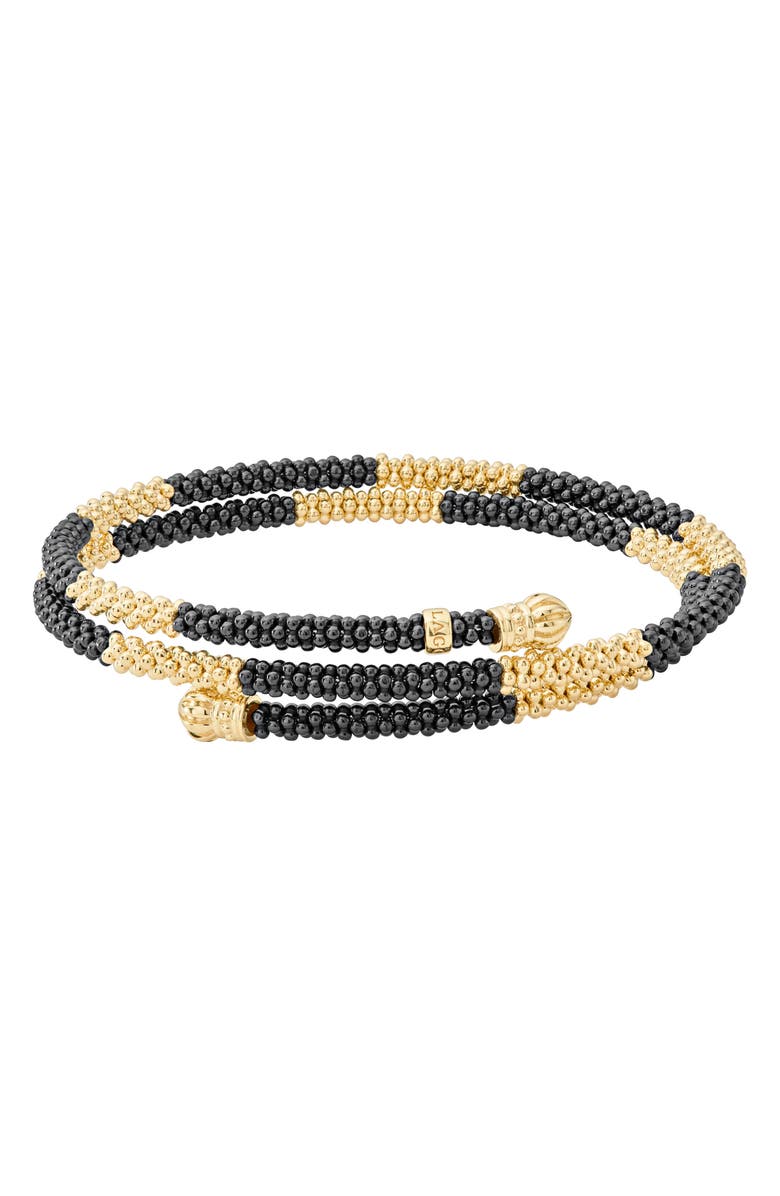 LAGOS Gold & Black Caviar Coil Bracelet, Main, color, 