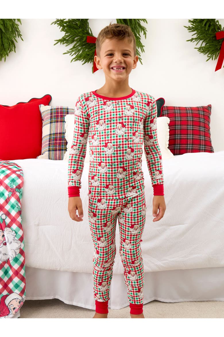 SoftSnooze Gender Incusive Holiday Long Sleeve Pajama Set, Alternate, color, Red & Green Dear Santa