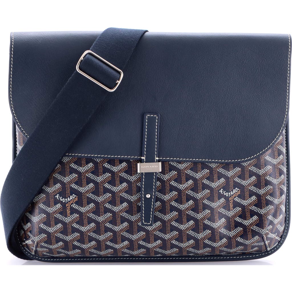 Pre-owned Goyard Goyard Coursier Messenger Bag Coated Canvas And Leather In Blue