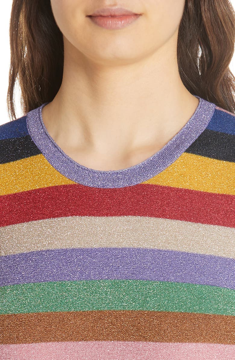 Alice + Olivia Baylor Stripe Top, Alternate, color, 