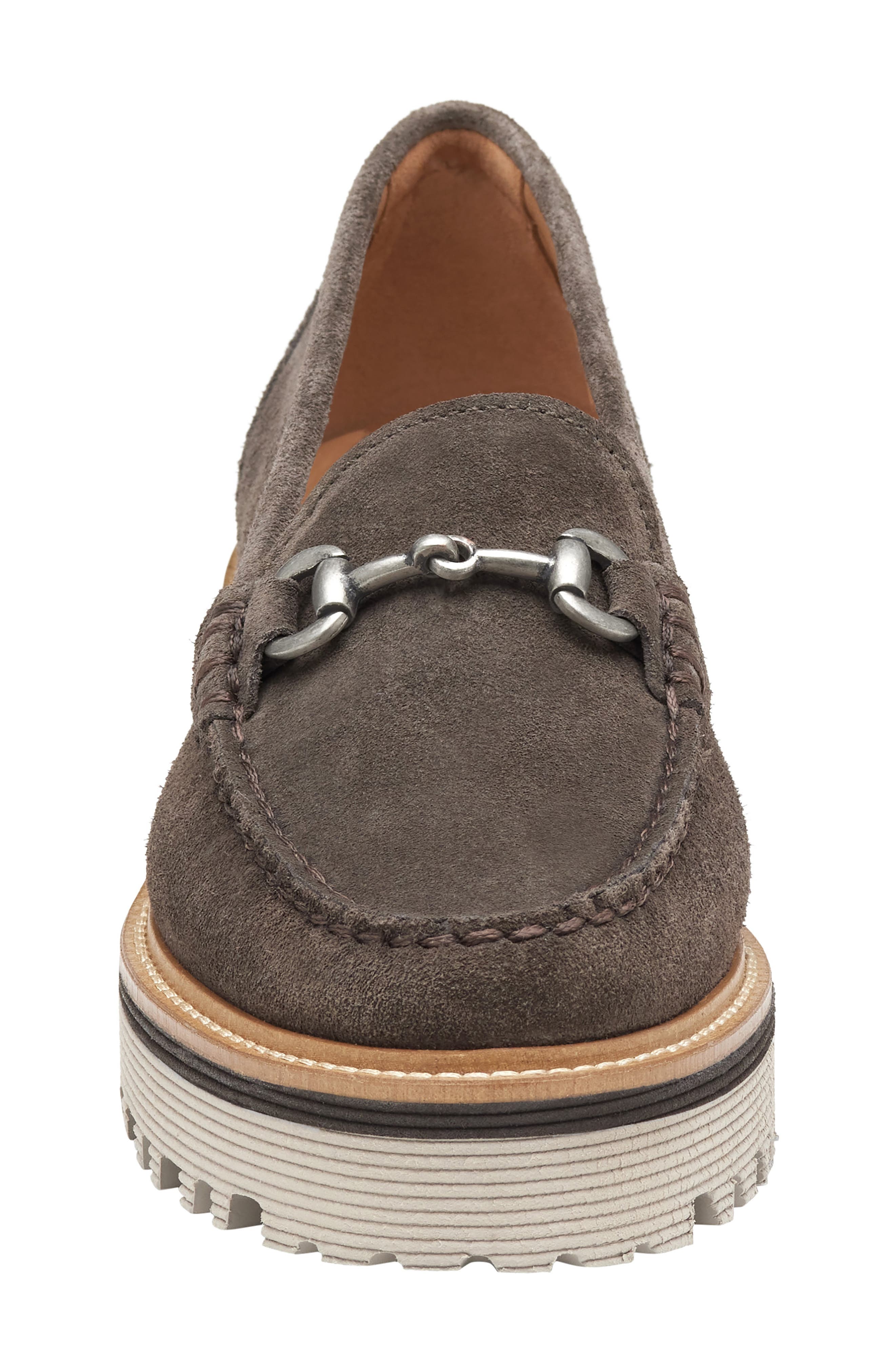Johnston & Murphy Emmalynn Lug Sole Bit Loafer, Alternate, color, Dark Gray Suede