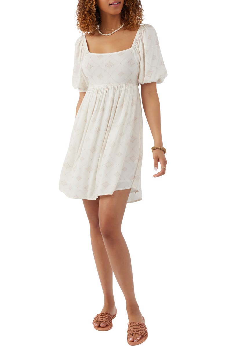 O'Neill Briar Cutout Puff Sleeve Babydoll Dress, Main, color,