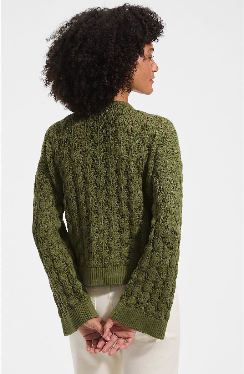 Lands' End Drifter Tie Notch Neck Sweater, Alternate, color, Artichoke