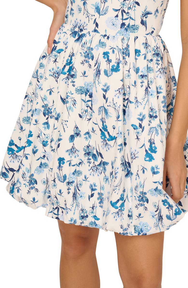 Adrianna Papell Stretch Cotton Balloon Dress, Alternate, color, Ivory/ Blue Multi