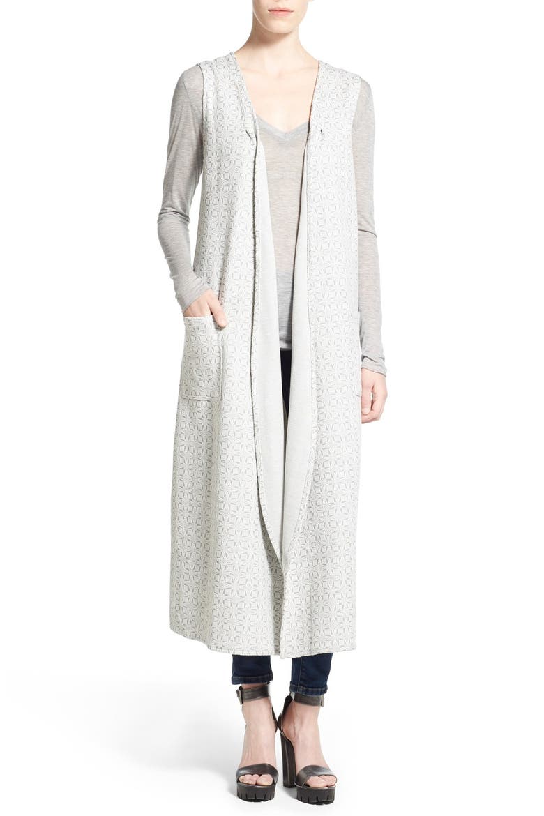 'Ivory' Longline Vest, Main, color, GREY/WHITE