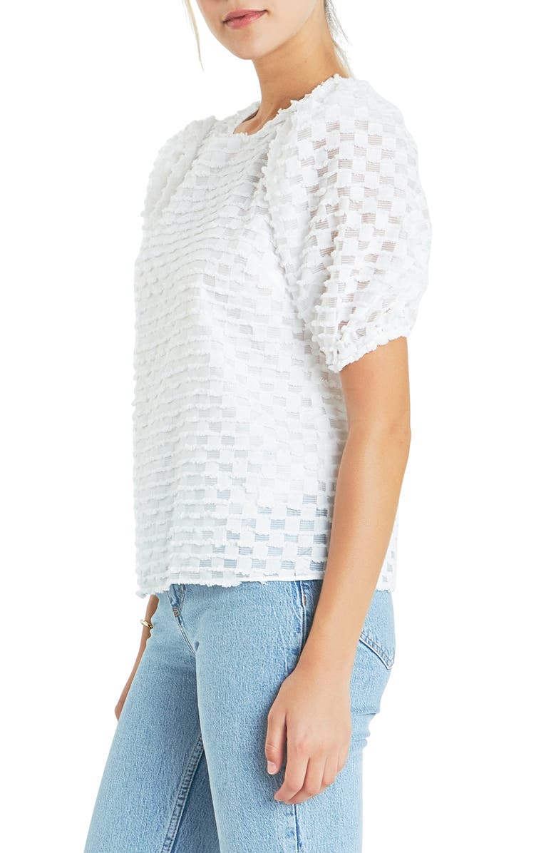 English Factory Textured Puff Sleeve Top, Alternate, color, White