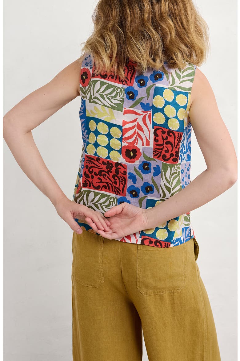 Colour Study Boxy Linen Tank, Alternate, color, HEADLAND PATCHWORK MIX