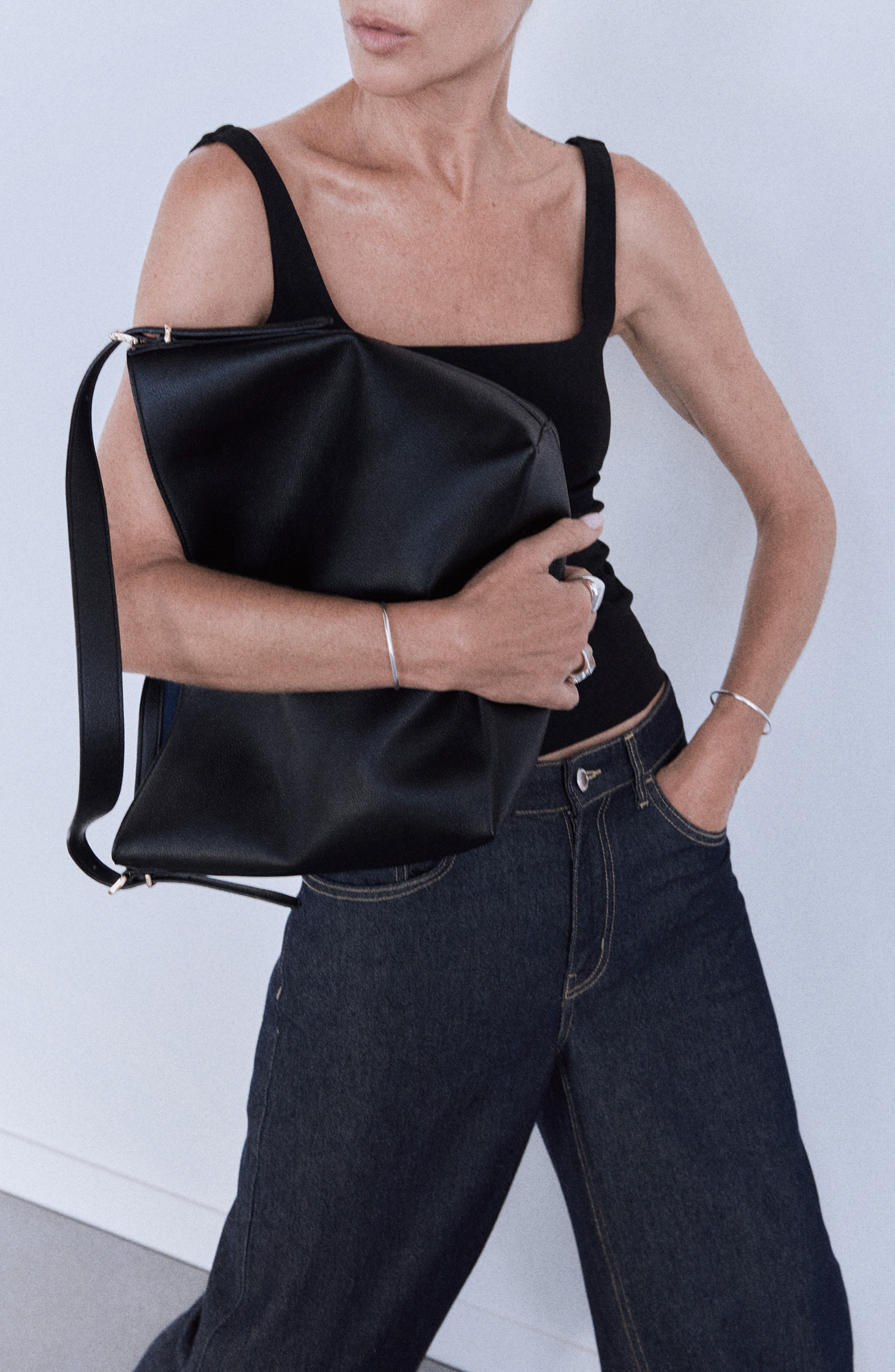 Large Bucket Bag, Alternate, color, BLACK