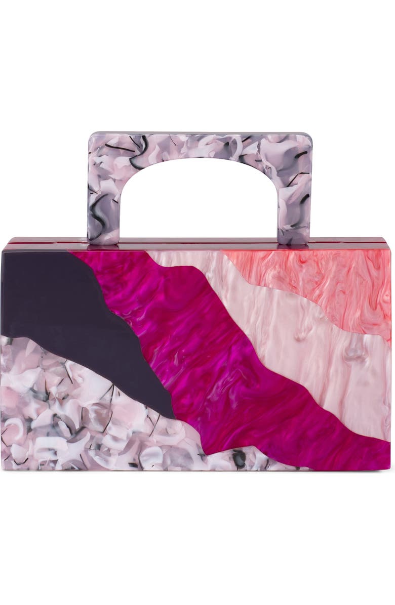 Olga Berg Fleur Acrylic Top Handle Bag, Main, color, Pink