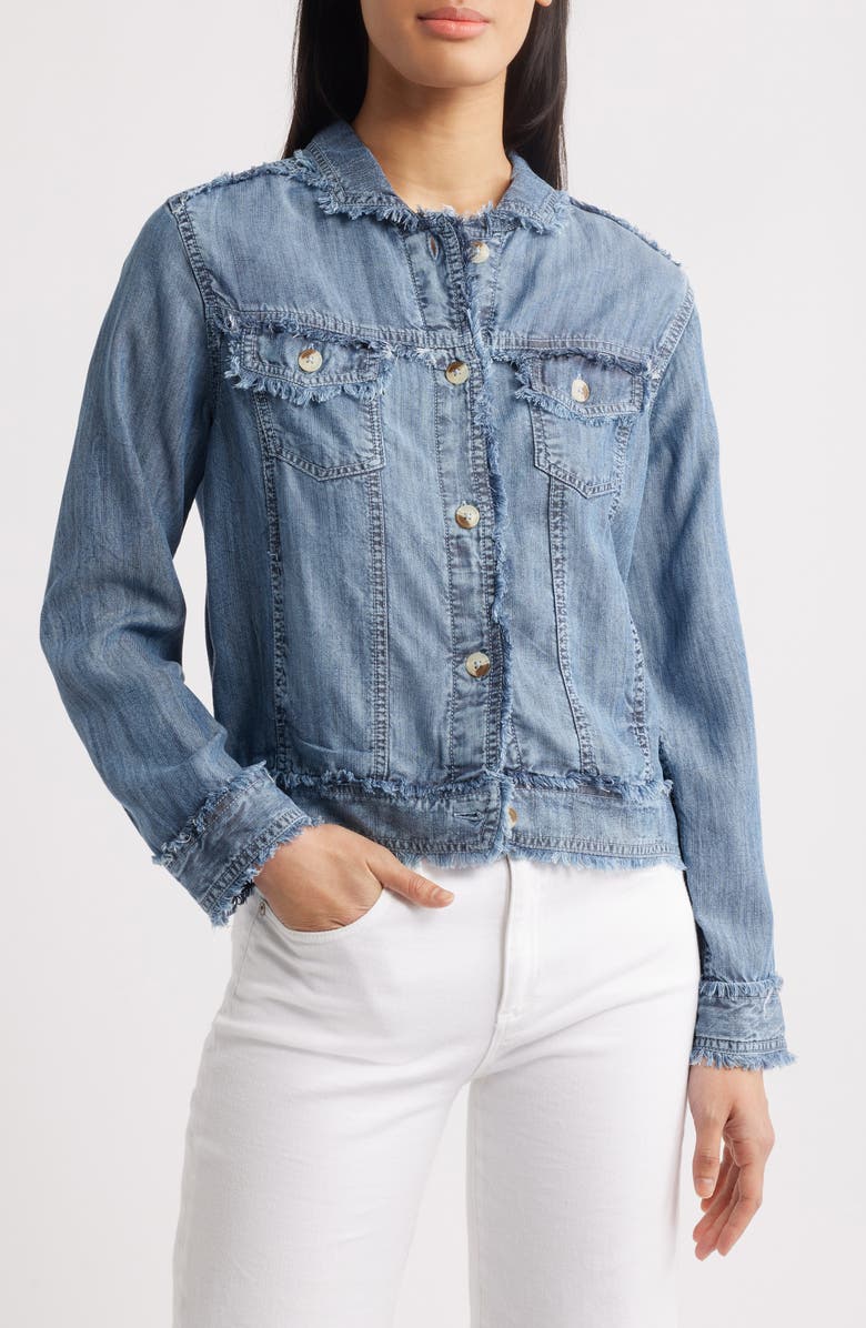 Hatley Acid Wash Frayed Trim Denim Jacket, Alternate, color,