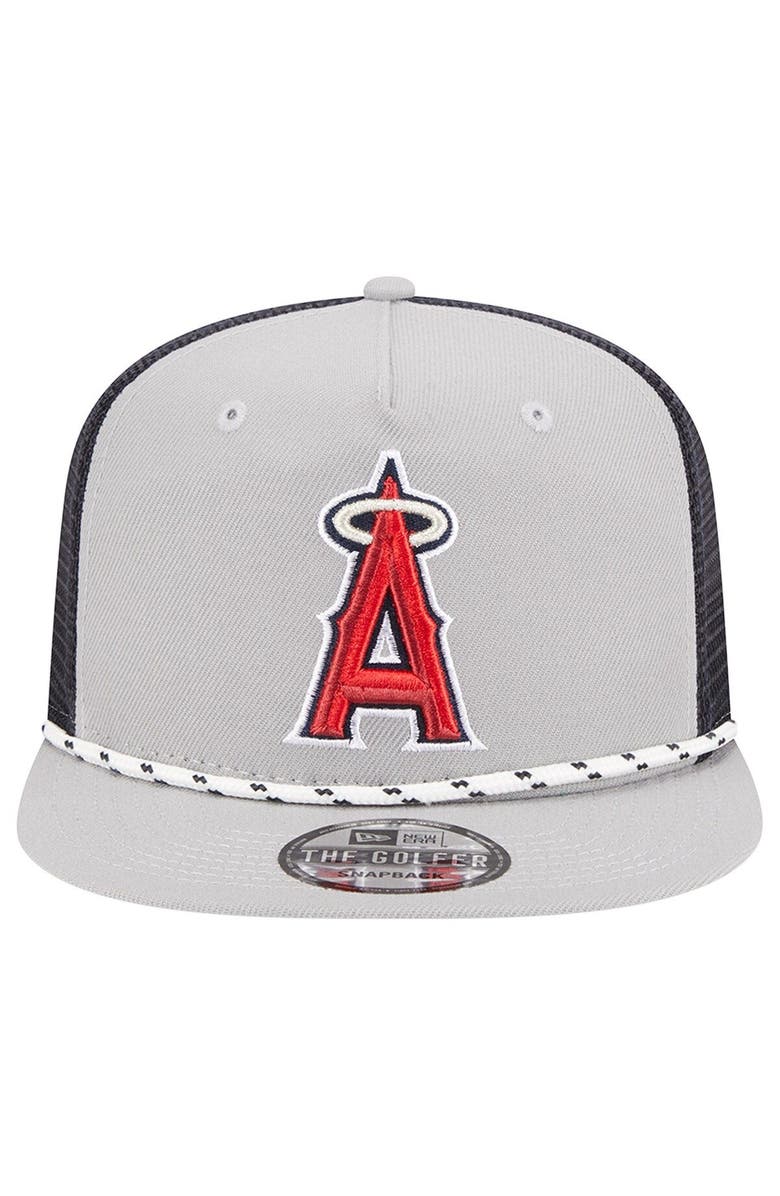 New Era Men's New Era Gray Los Angeles Angels Golfer Green Undervisor 9FIFTY Snapback Hat, Alternate, color, 