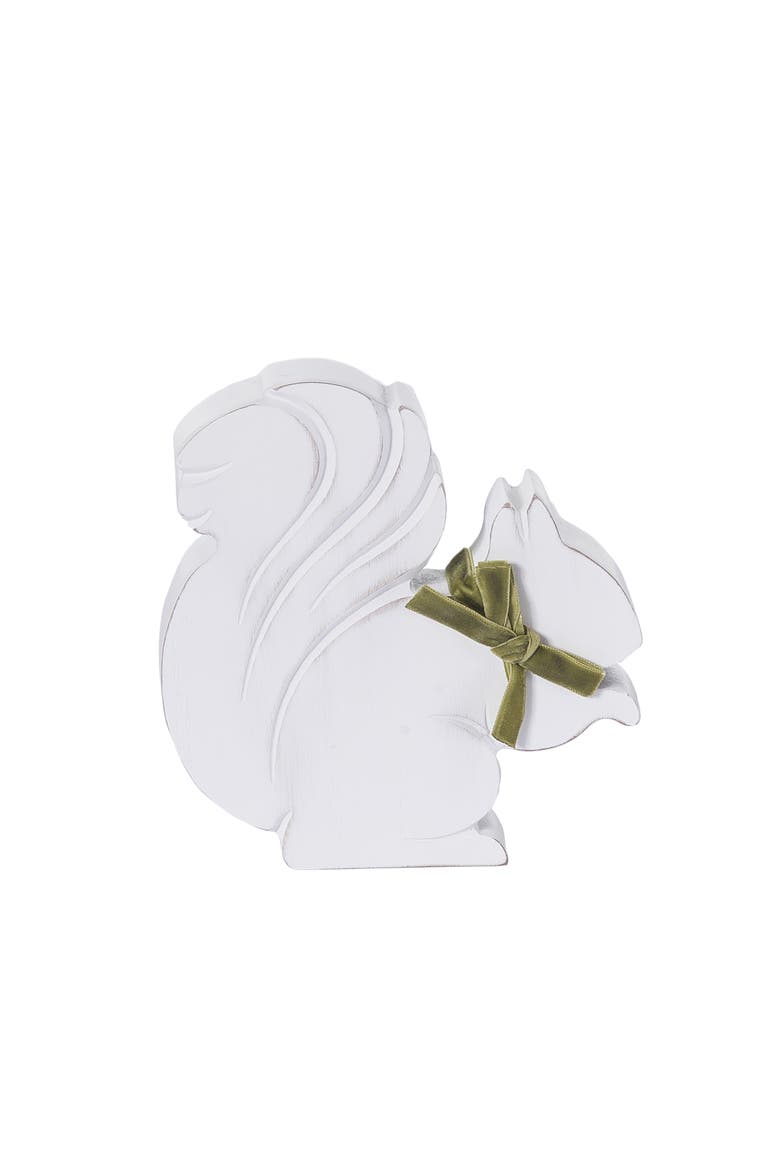MDF Squirrel Decor Animal Figurine White Tabletop Accent, Main, color, White