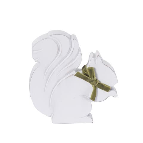 MDF Squirrel Decor Animal Figurine White Tabletop Accent