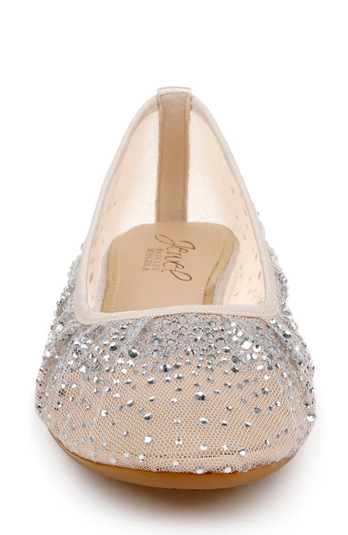 Jewel Badgley Mischka Nuala Embellished Flat In Beige/mesh