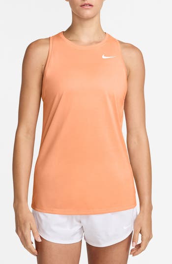 Nike Dri-fit Running Tank In Orange Pulse/ White