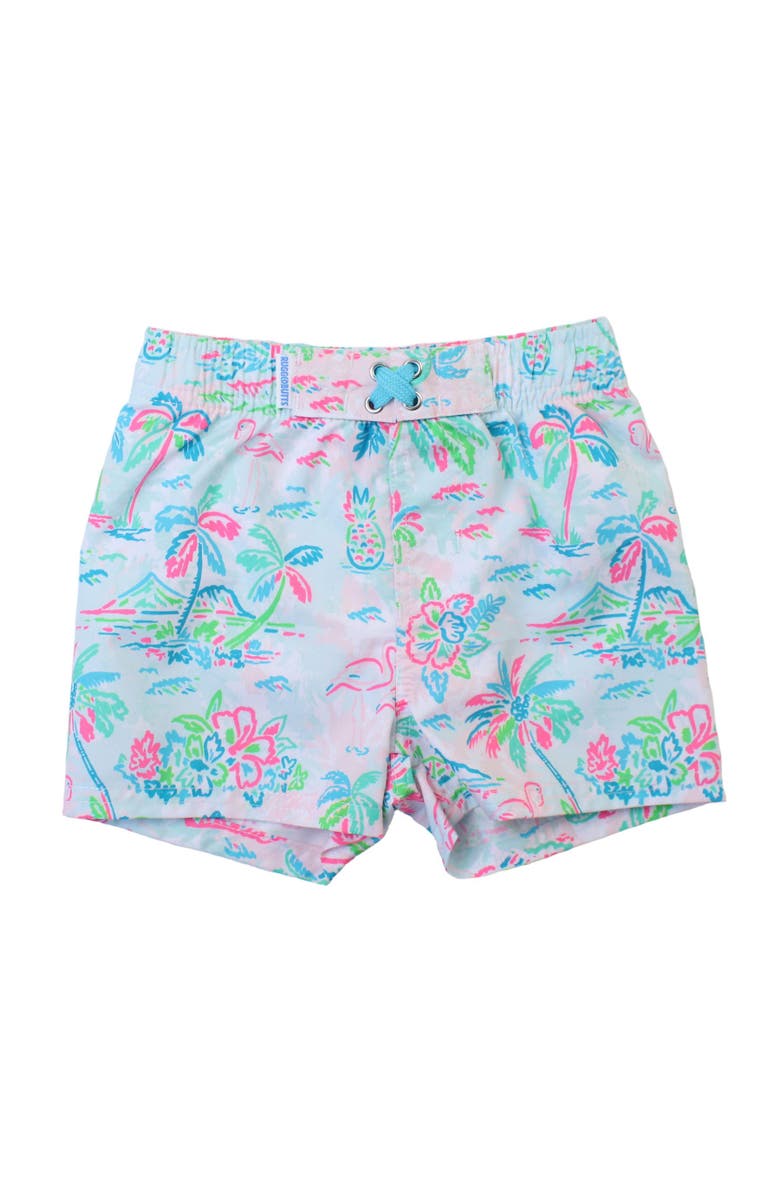 RuggedButts Toddler Boys UPF50+ Swim Trunks, Main, color, Tropical Resort