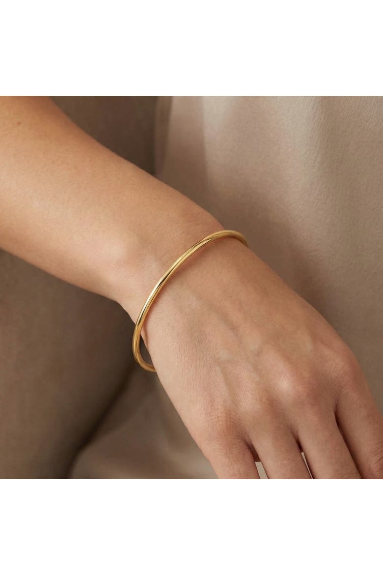 18K Gold Plated Silver Polished 3mm Slip-On Bangle Bracelet Lightweight, Alternate, color, 18k Yellow Gold