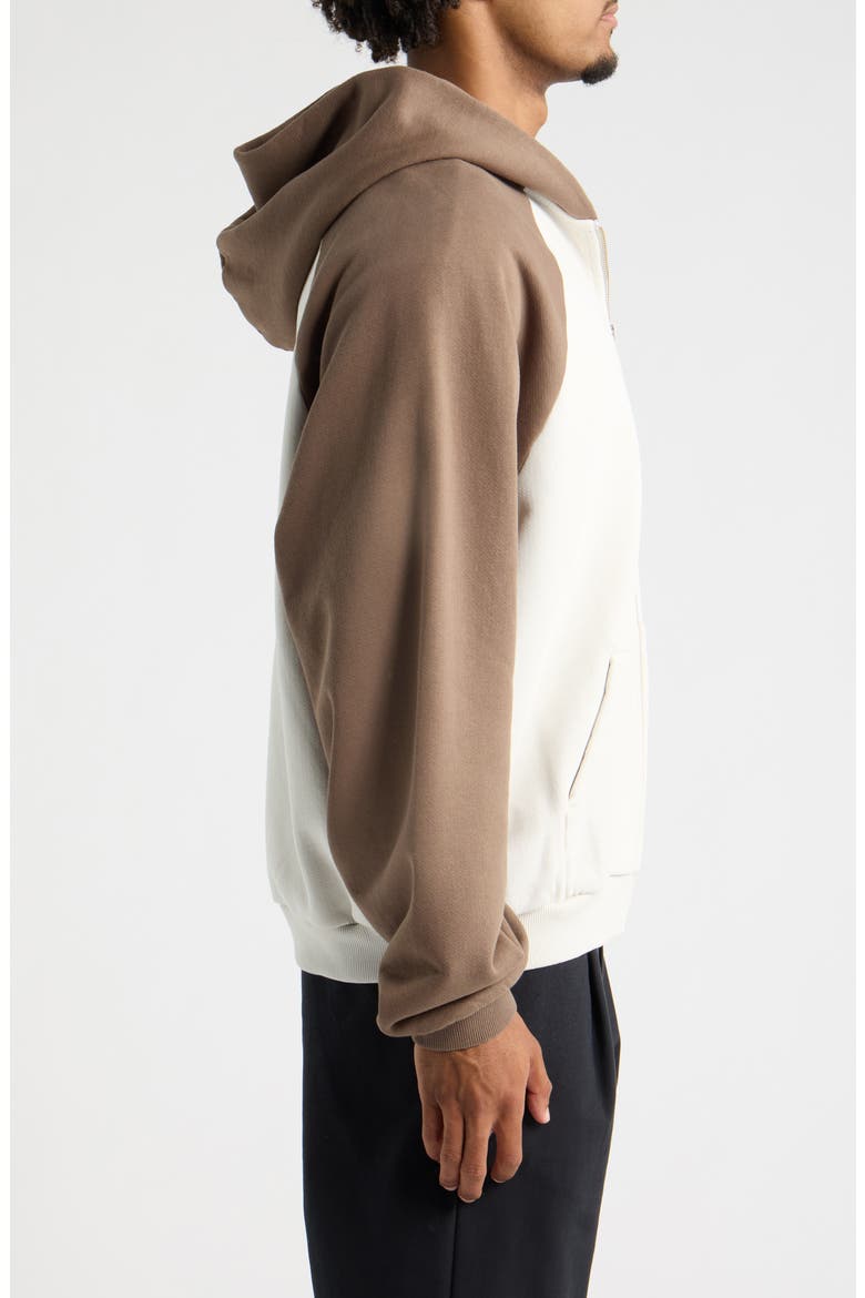 Ragglan Colorblock Zip Hoodie, Alternate, color, BONE/ BROWN