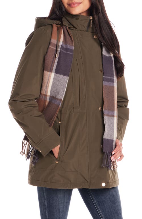 Gallery Water Resistant Insulated Stadium Coat With Removable Hood In Multi