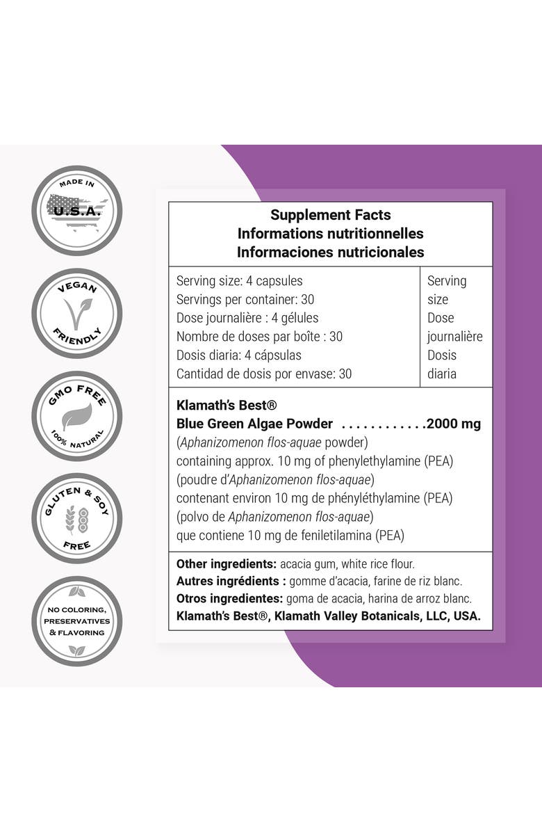 SuperSmart Klamath AFA 1000 mg per Day, Alternate, color, NO COLOR