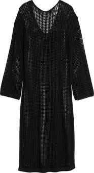 525 america Christie Open Stitch Long Sleeve Cover-Up Maxi Dress