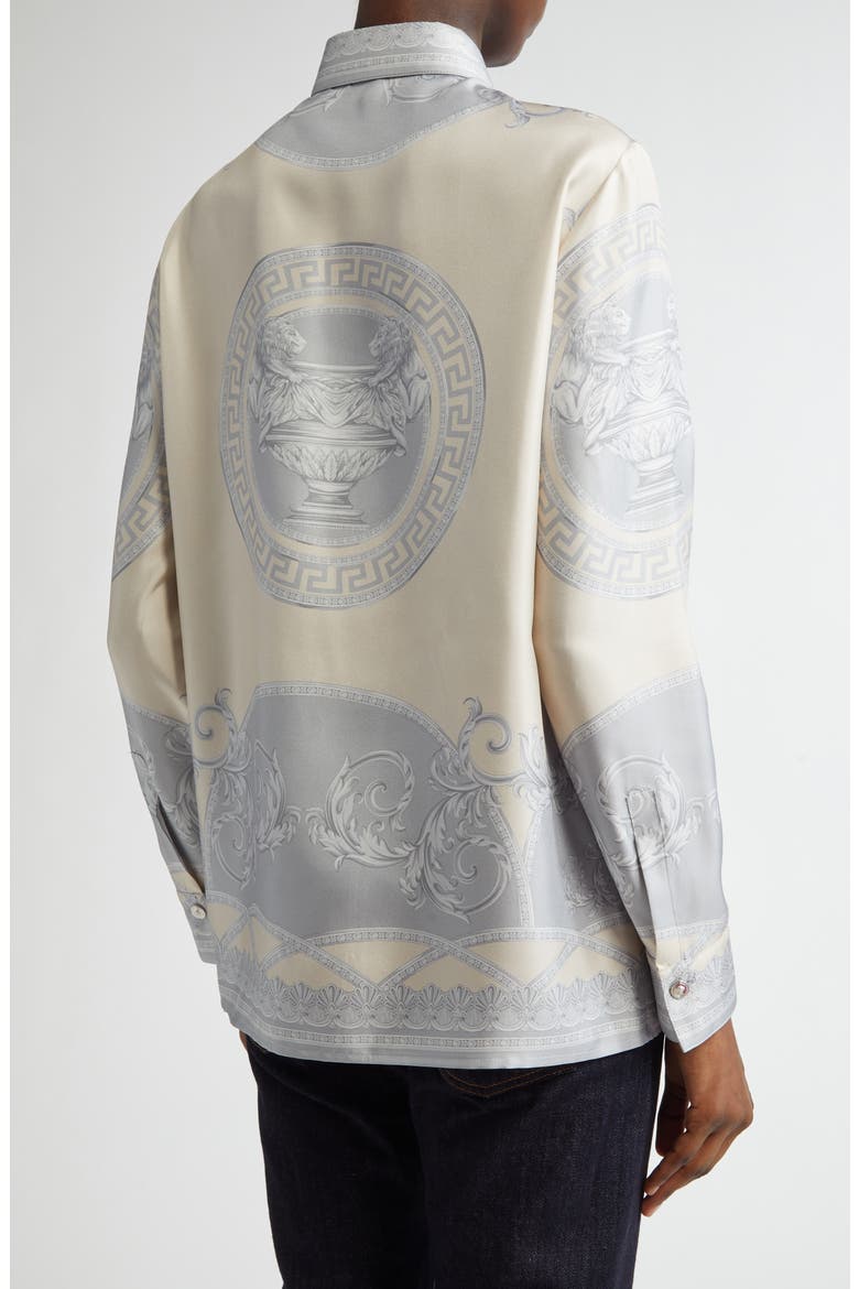 La Coupe des Dieux Silk Button-Up Shirt, Alternate, color, SILVER GREY CHAMPAGNE