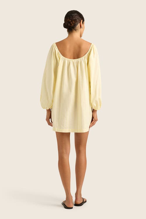Hope And May Nia Cotton Linen Smock Mini Dress In Yellow