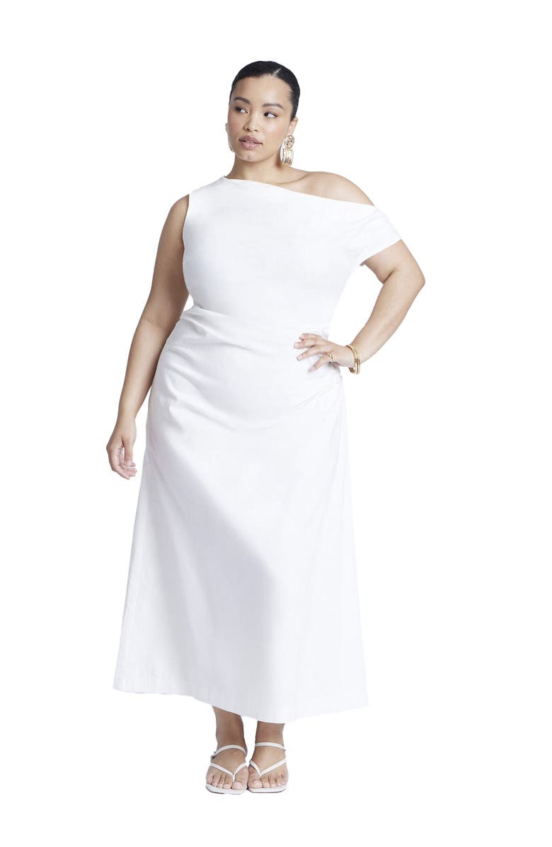 ELOQUII One Shoulder Maxi Dress, Main, color, Gardenia