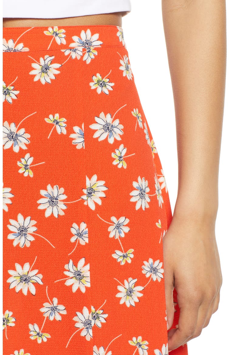 Saga Recycled Polyester Blend Midi Skirt, Alternate, color, CHERRY TOMATO AOP