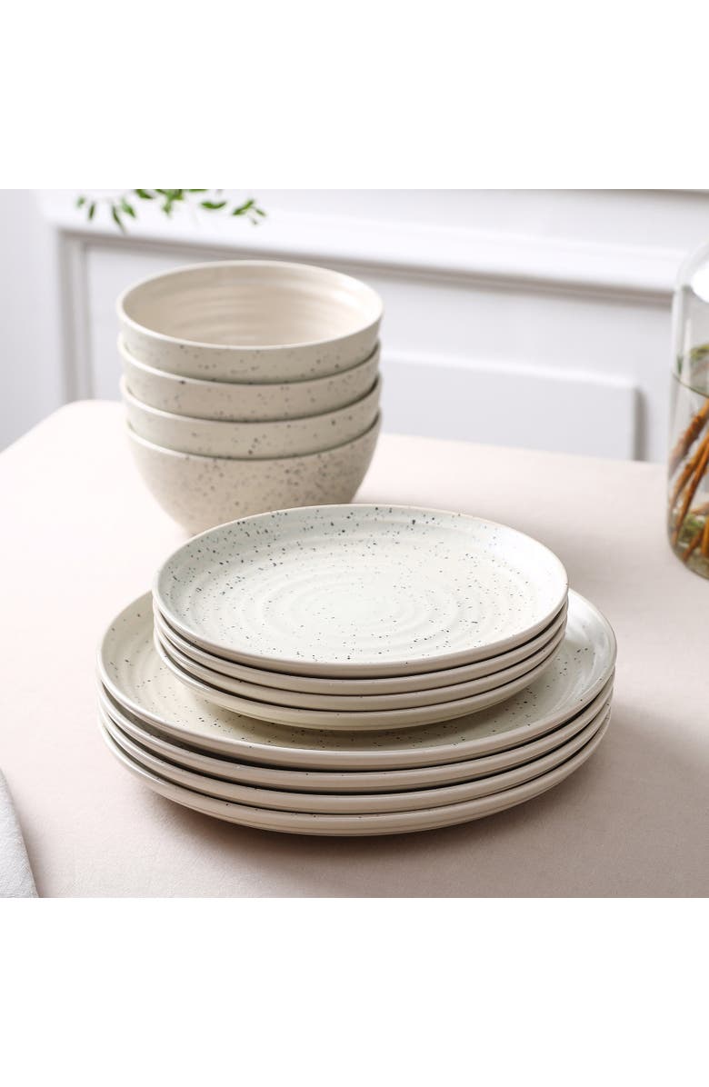 Stone Lain Dua Stoneware 24-Piece Dinnerware Set, Alternate, color, White
